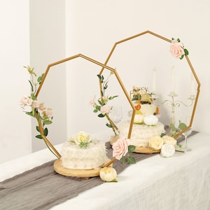 22" Nonagon Modern Cake Stand, Wood Wedding Arch Cake Stand, Metal Arch Stand, Boho Cupcake Stand, Floral Centerpiece Stand, Mini Cake Stand