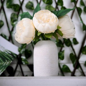 10inch Real Touch Beige Peonies Bunch Bridal Bouquet, Silk Artificial Peony Flowers Wedding Bridal Bouquet