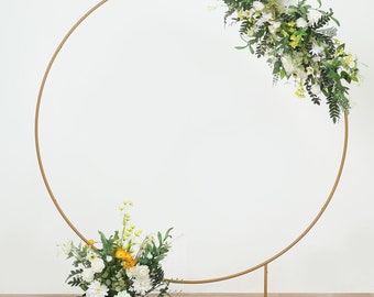 6.5ft Gold Metal Wedding Arch, Arch Frame, Round Backdrop Stand, Balloon Arch, Arbor Ceremony Arch Stand, Wedding Floral Frame
