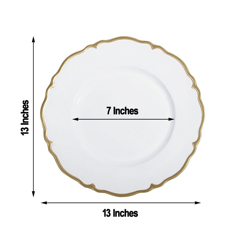 Set of 6 13 White Acrylic Charger Plates With Gold - Etsy