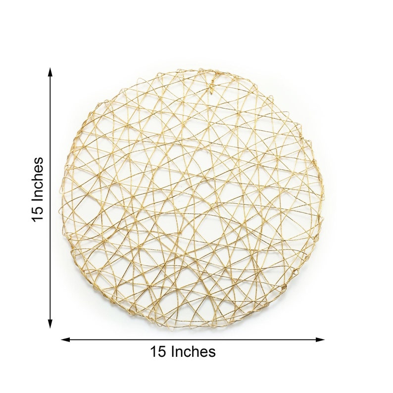 6 Pack 15 Gold Metallic String Woven Placemats Round Etsy