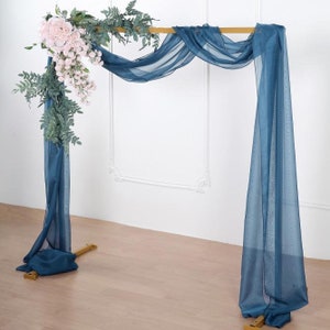 Sheer Organza Curtain Panels, Window Scarf Valance, Curtains for Living Room, Bedroom - 18FT | Navy Blue