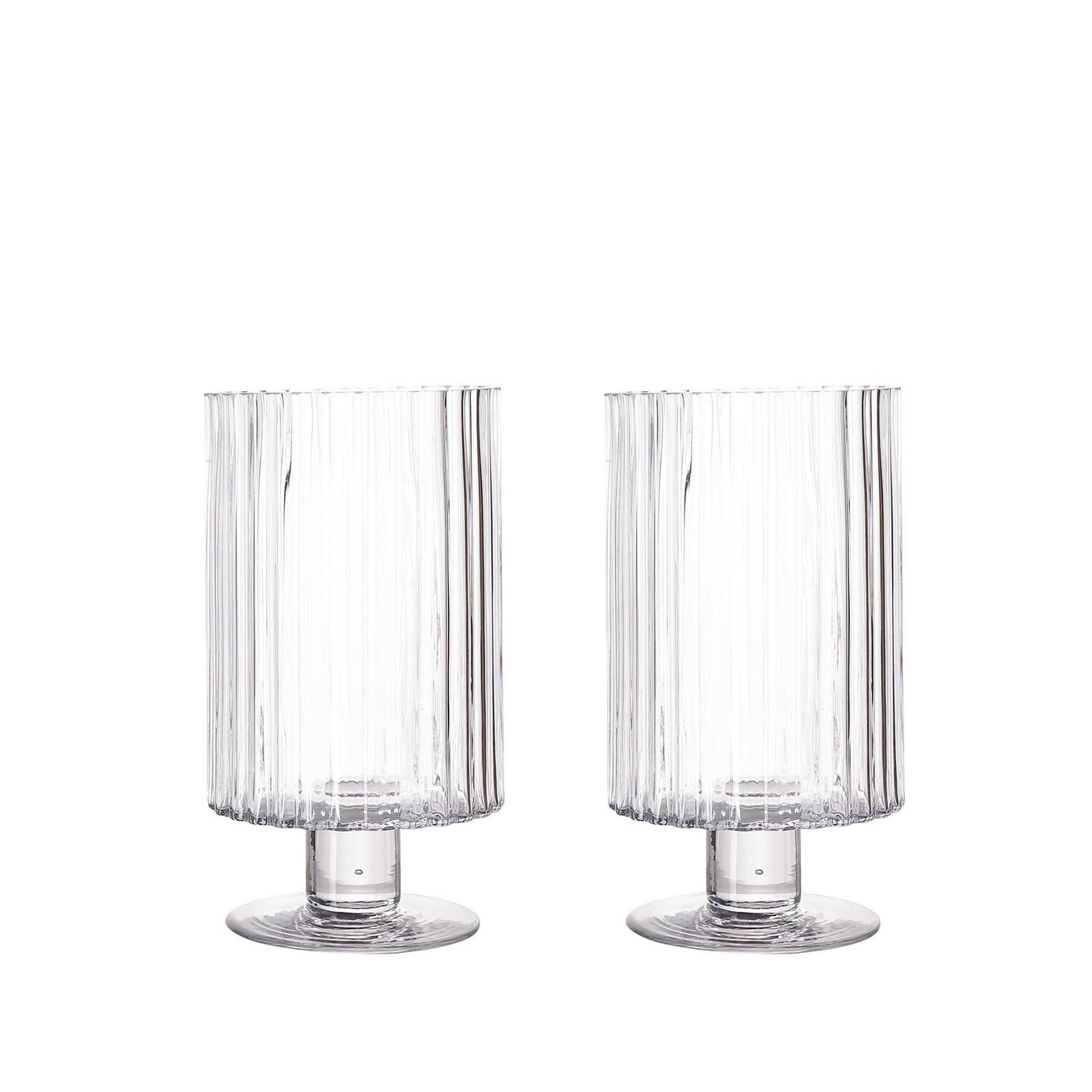 Set of 2 9 Clear Glass Vase With Ridges Flower Vase Etsy