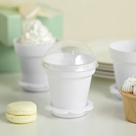 12 Pack White Flower Pot Ice Cream Pot Dessert Cup Succulent Etsy