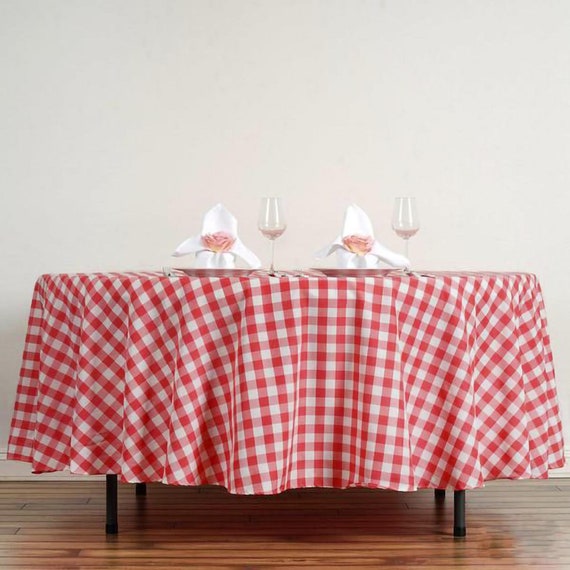 Round Red Gingham Table Cover