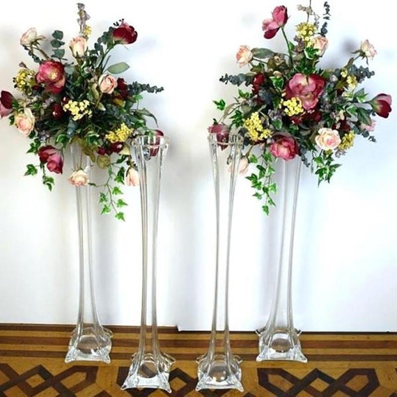 Set of 12 16 Clear Glass Vase, Flower Vase, Eiffel Tower Vase