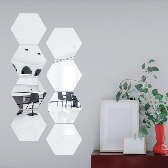 12 Hexagon Mirror Wall Decal Wall Stickers, Acrylic Mirror for Bedroom  Living Room Decorative Wall Mural 10 