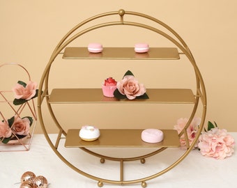 21" | 3 Tier Gold Cupcake Stand, Cupcake Holders, Round Cupcake Display, Metal Display Stand for Cupcakes, Wedding Cupcake Stand