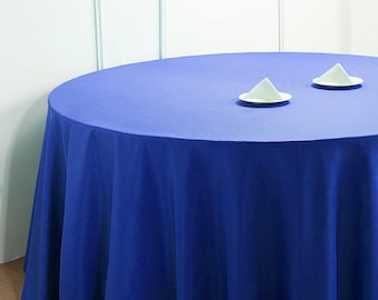 120" Royal Blue Polyester Round Tablecloth