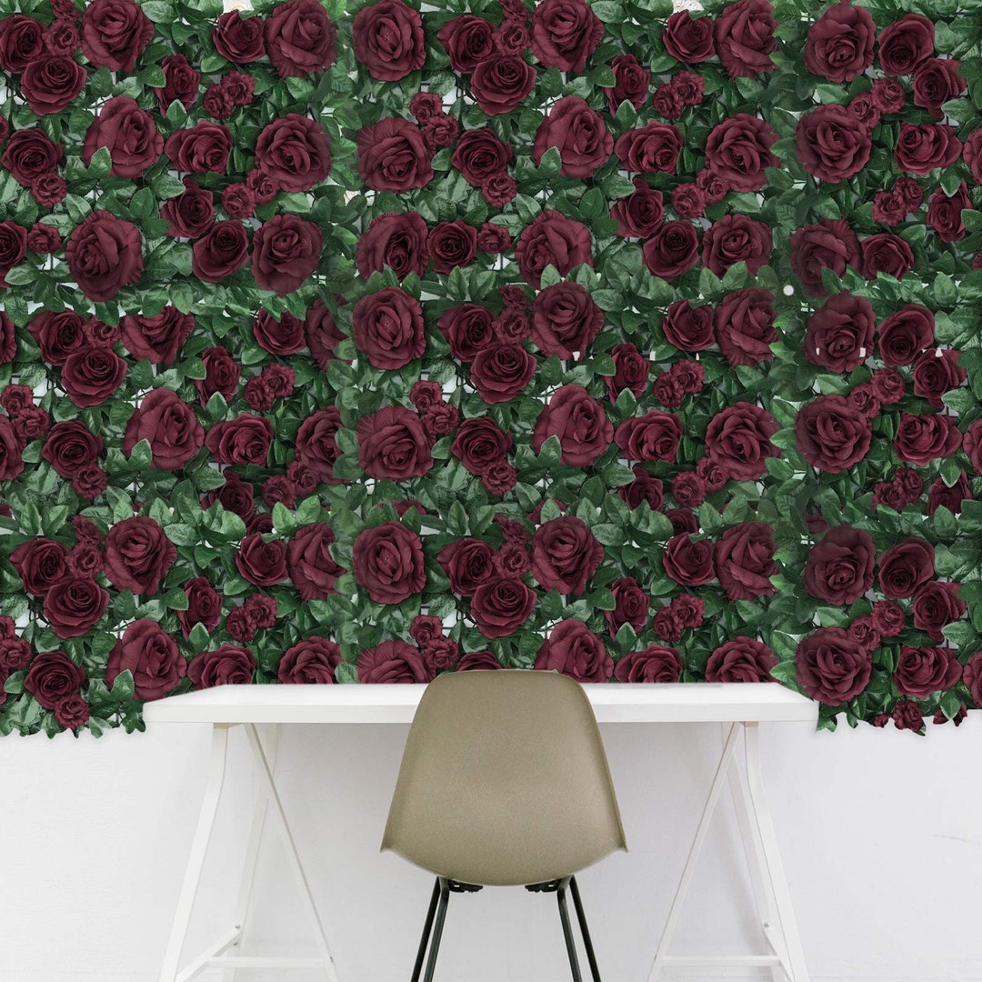 3 Sq Ft Burgundy Silk Rose Flower Wall Panel for Birthday - Etsy