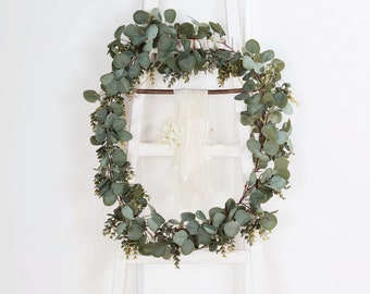 7FT Frosted Real Touch Artificial Eucalyptus & Boxwood Leaf Vines Green Garlands, Christmas Flowers, Christmas Decoration