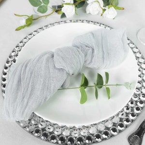 24&quot;x19&quot; Cheesecloth Napkins, Cotton Gauze Dinner Napkins, Gauze Napkins, Dinner Napkins For Table Decor, Wedding Decor - 5 Pack | Silver