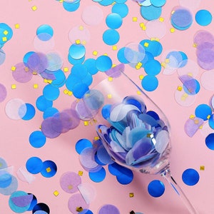 18 Grams | Tissue Paper & Foil Table Confetti Mix, Balloon Confetti, Confetti Circles, Graduation Confetti, Party Confetti –Purple,Blue,