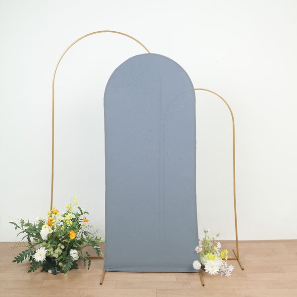 6ft | Matte Dusty Blue Spandex Fitted Wedding Arch Covers For Round Top Chiara Backdrop Stands, Photography Backdrop, Wedding Decor Covers