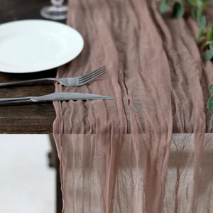 10FT Gauze Cheesecloth Table Runner Handmade Boho Wedding Arbor, Rustic Wedding Arch Cheesecloth, Draping Gauze - Dusty Rose