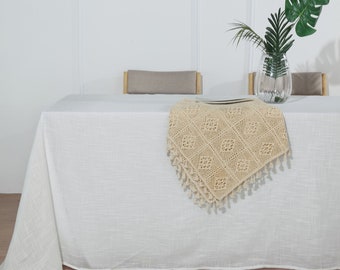 90x132" White Premium Faux Linen Rectangular Tablecloth, Wrinkle Free Table cloth, Rustic Wedding, Home Decor, Faux Burlap Tablecloth