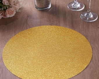 6 Pack Gold Metallic Non Slip Placemats, Rectangle Vinyl Table