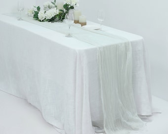 10ft | 19" Wide Gauze Cheesecloth Table Runner, Boho Wedding Arbor, Rustic Wedding Arch Cheesecloth, Table Decor - White