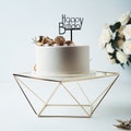 12" Geometric Cake Stand Gold Display Riser, Metal Cake Stand, Metal Cupcake Stand, Wedding Cake Stand with Square Glass Top, Cupcake Holder