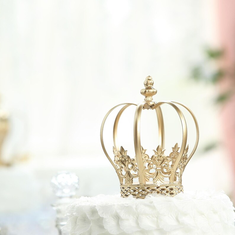 8inch Gold Cake Toppers, Royal Crown Cake Toppers, Fillable Cake Crown, Metal Cake Toppers for Anniversary, Wedding, Birthday, Cake Decor