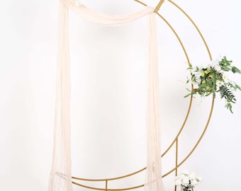 Gold Metal Half Crescent Moon Wedding Arch Flower Stand, Curved Arbor Balloon Frame 7.5ft