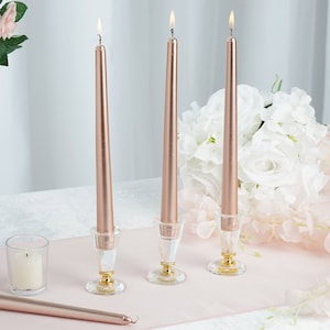 10&quot; Rose Gold | Blush Premium Taper Candles, Unscented and Dripless Taper Wedding Candles, Table Candles, Dinner Candles For Table - 12 Pack