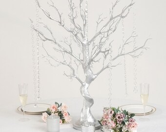 Metallic Manzanita Tree with Acrylic Chains Wedding Centerpieces White
