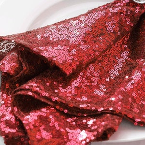 20”x20” Red Premium Sequin Napkins, Party Napkins, Dinner Napkins