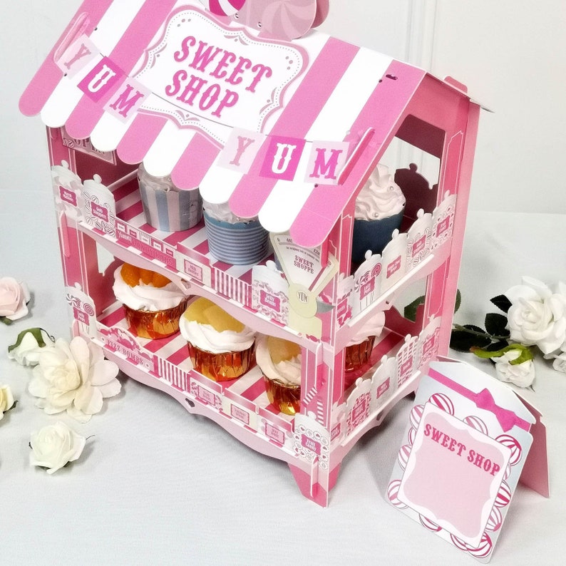 18 2 Tier Sweet Shop Cardboard Cupcake Stand Etsy