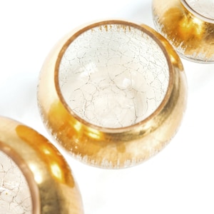 4" Gold Foiled Glass Bubble Bowl, Gold Crackle Round Bowl Flower Vase ...