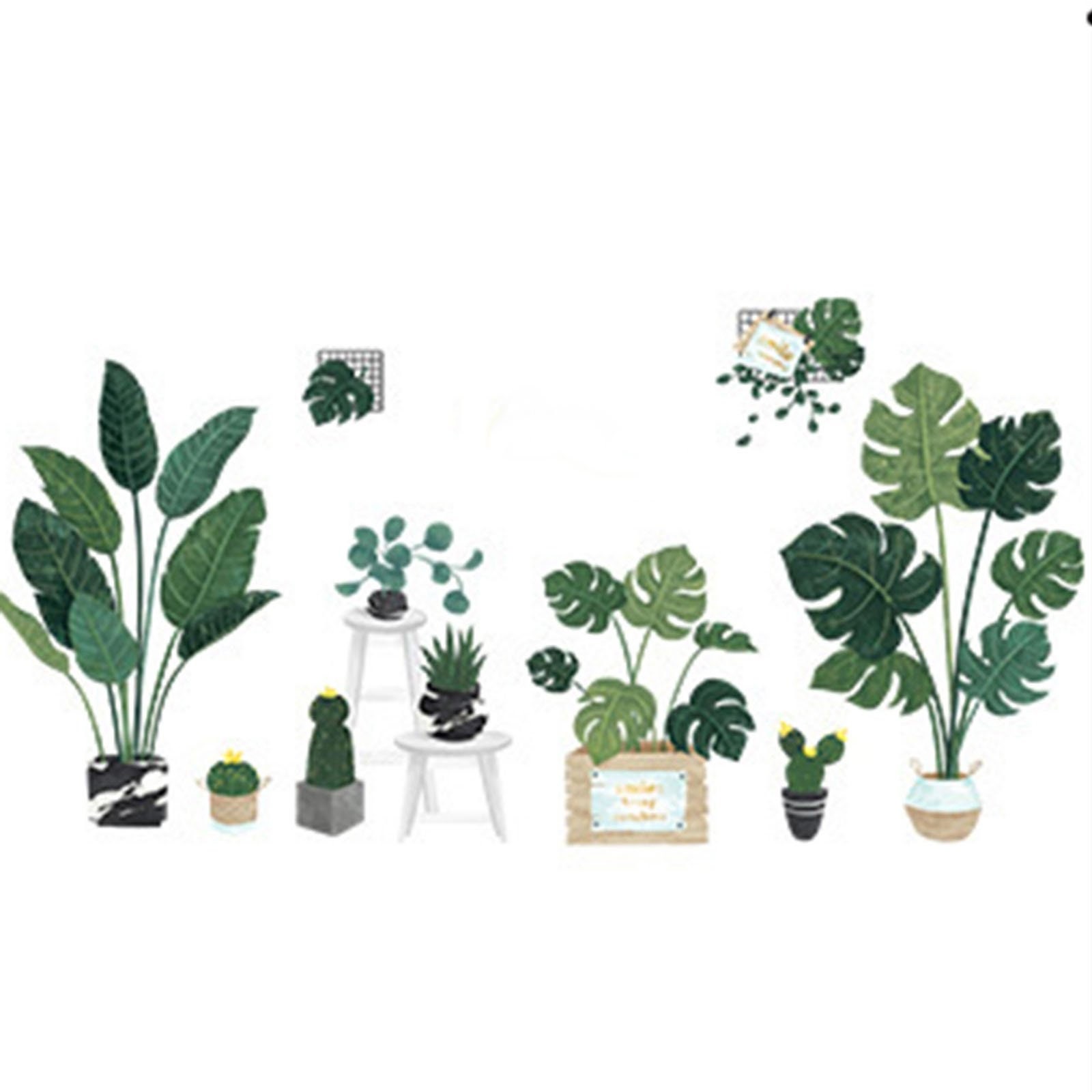 Green Potted Plants Wall Decals Wall Stickers Tropical Wall Etsy