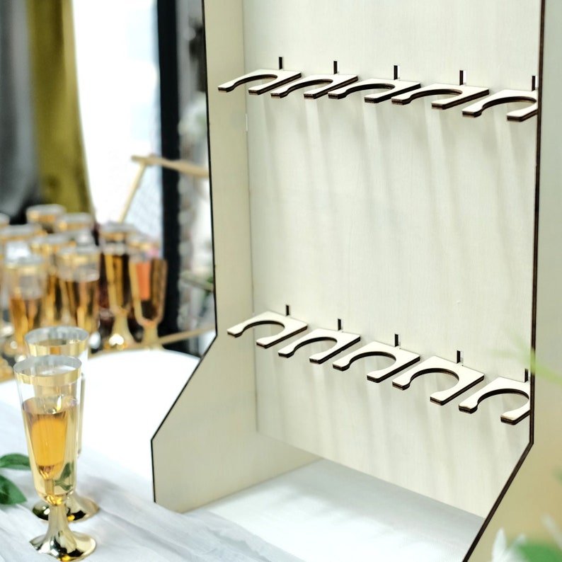 3tier Wooden Champagne Glass Flute Holder Wall Stand Rack 15 Etsy