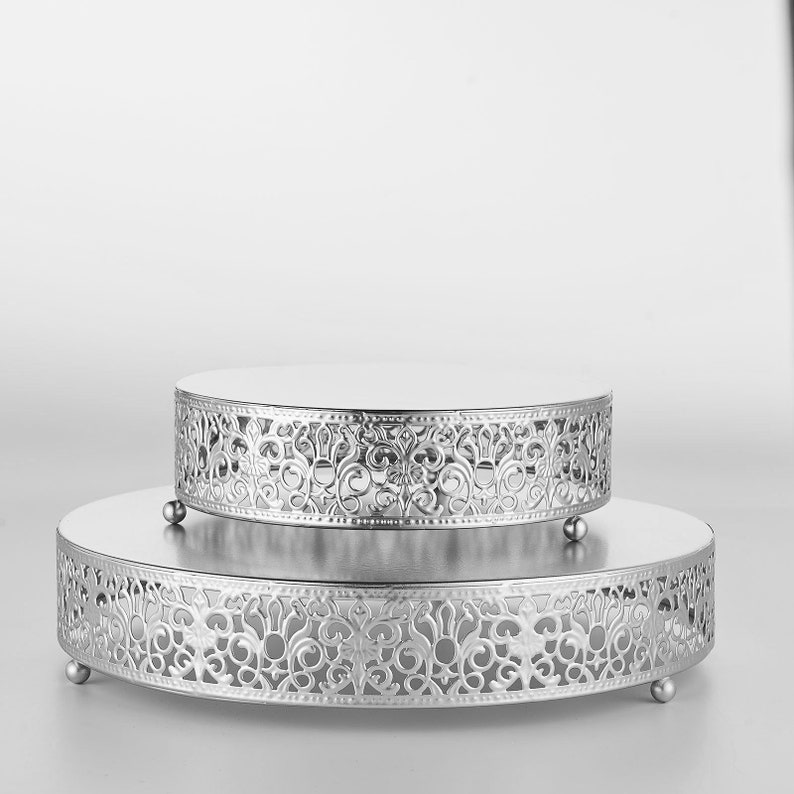Silver Round Cake Stand Cake Riser Food Display Wedding Etsy