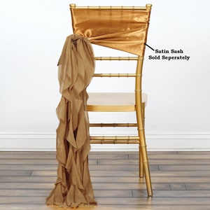 Set of 6 Strands - Gold Chiffon Sash For Chair Decor, Wedding Chair Sash, Chiavari Chair Sashes