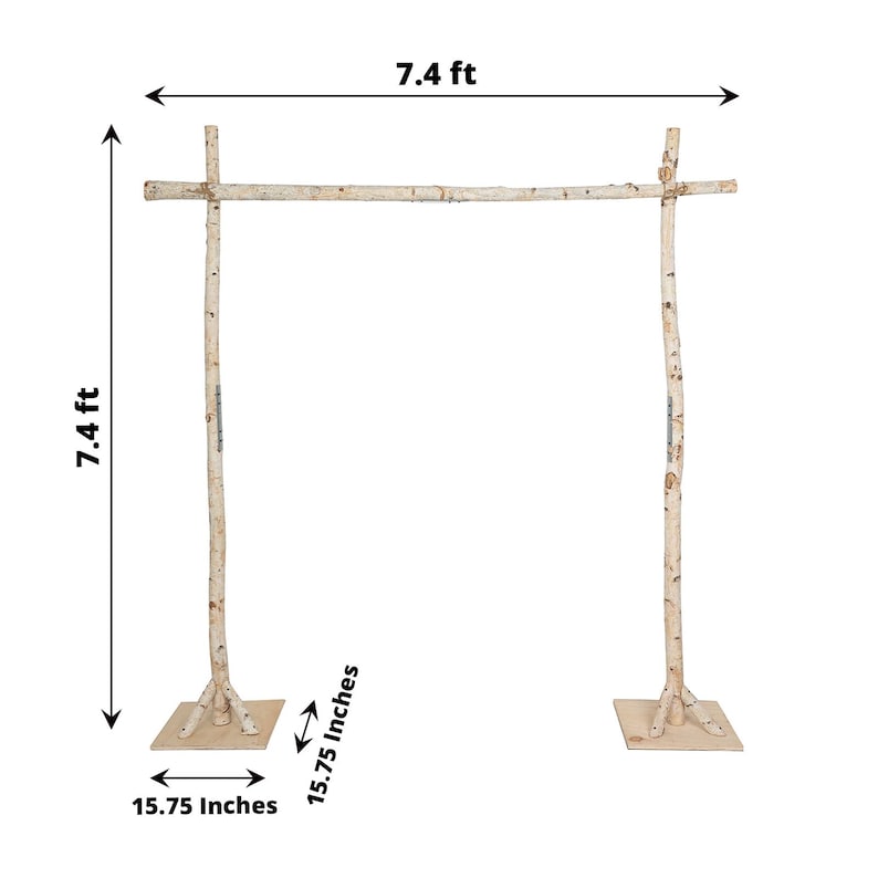 7.5ft Natural Birch Wood Wedding Arch, Square Backdrop Stand, Photography Stand, Rustic Wedding Arbor Decor, Wedding Backdrop, Ceremony Arch