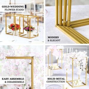 Set of 2 16 Matte Gold Metal Stand, Flower Stand, Geometric Metal Stand, Metal Stand for Wedding Centerpiece, Modern Decor image 5