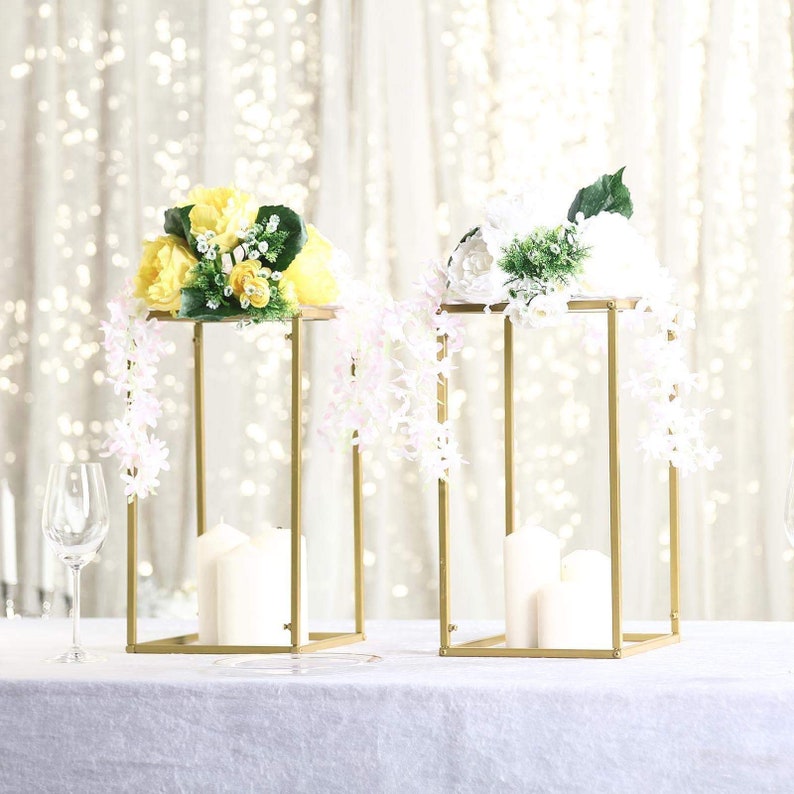 Set of 2 16 Matte Gold Metal Stand, Flower Stand, Geometric Metal Stand, Metal Stand for Wedding Centerpiece, Modern Decor image 2