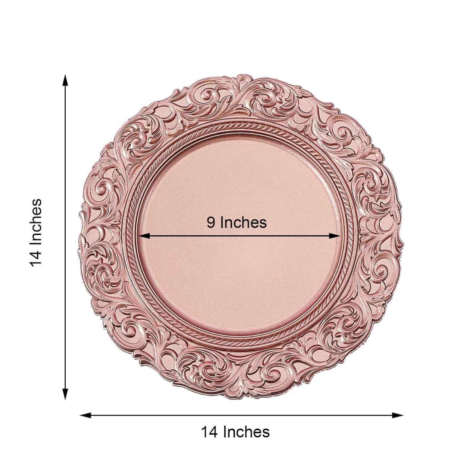Set of 6 14 Metallic Rose Gold Plastic Charger Plates Etsy