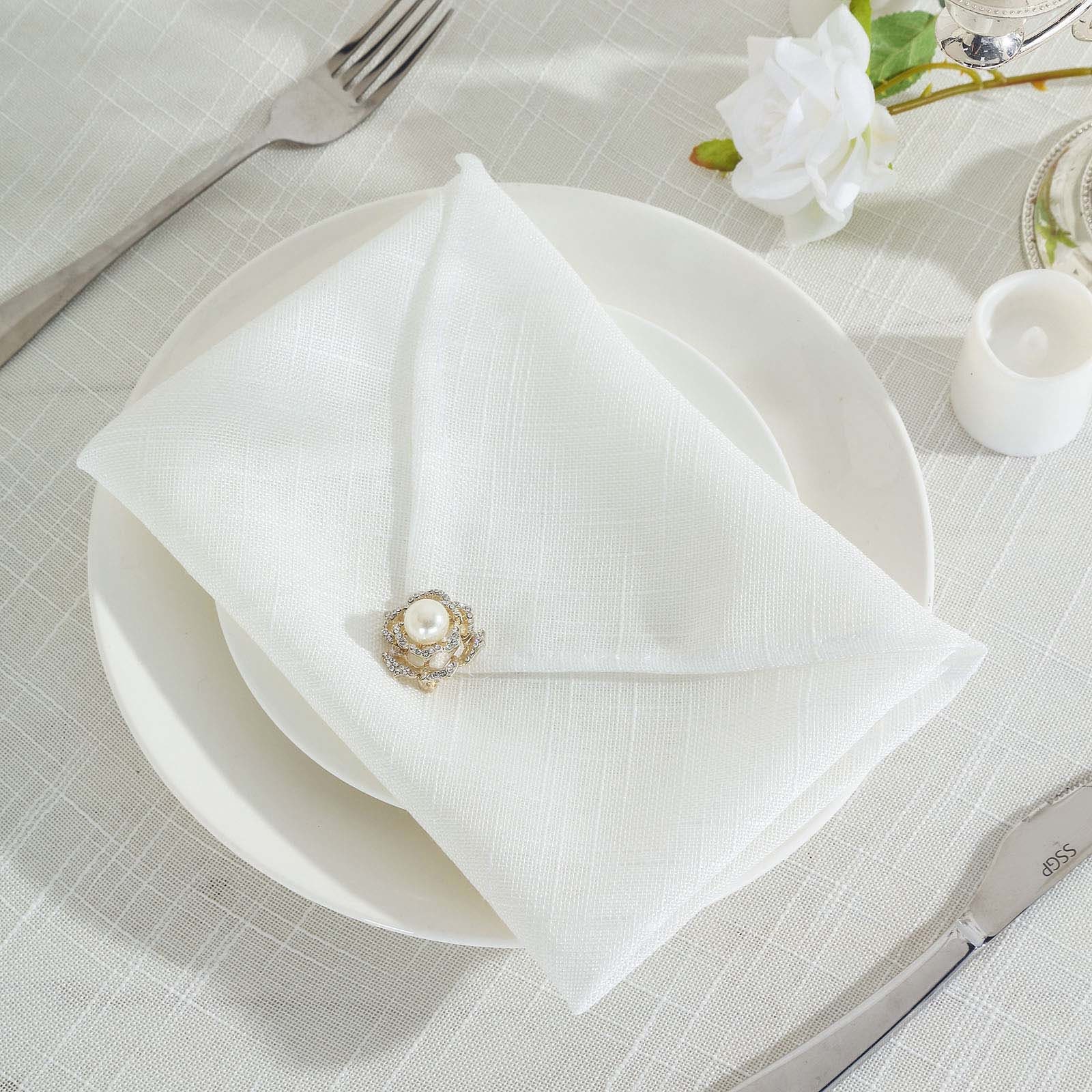 Faux Linen Napkins Set of 4, Wrinkle Free Washable Soft Fabric Textured  Cloth Napkins for Dining, Dinner, Party, Wedding, Holiday (4 Pack, 20 x 20