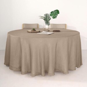 120" Taupe Premium Faux Linen Round Tablecloth, Wrinkle Resistant Table Cloth, Rustic Wedding ...