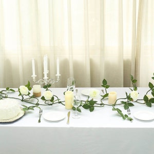 6FT Cream Silk Rose Vine, Real Touch Rose Garland, Hanging Roses ...