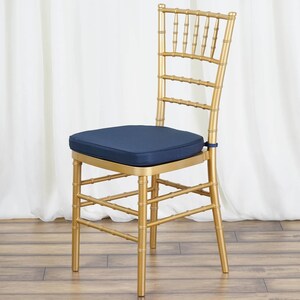 2inch Thick Navy Blue Chiavari Chair Pad, Memory Foam Seat Cushion With Ties and Removable Cover