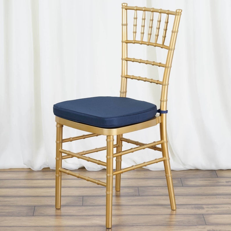2inch Thick Navy Blue Chiavari Chair Pad, Memory Foam Seat Cushion With Ties and Removable Cover