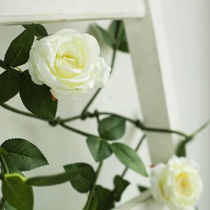 6FT Cream Silk Rose Vine, Real Touch Rose Garland, Hanging Roses ...