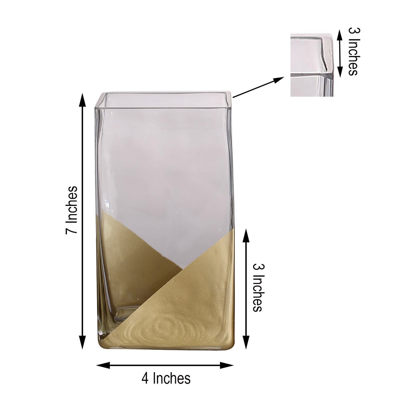 7 Glass Vase Flower Vase Gold Dipped Glass Vase Glass Etsy