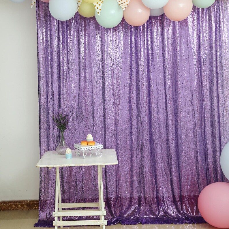 8 FT Purple Sequin Curtain With Rod Pocket Photo Booth Etsy