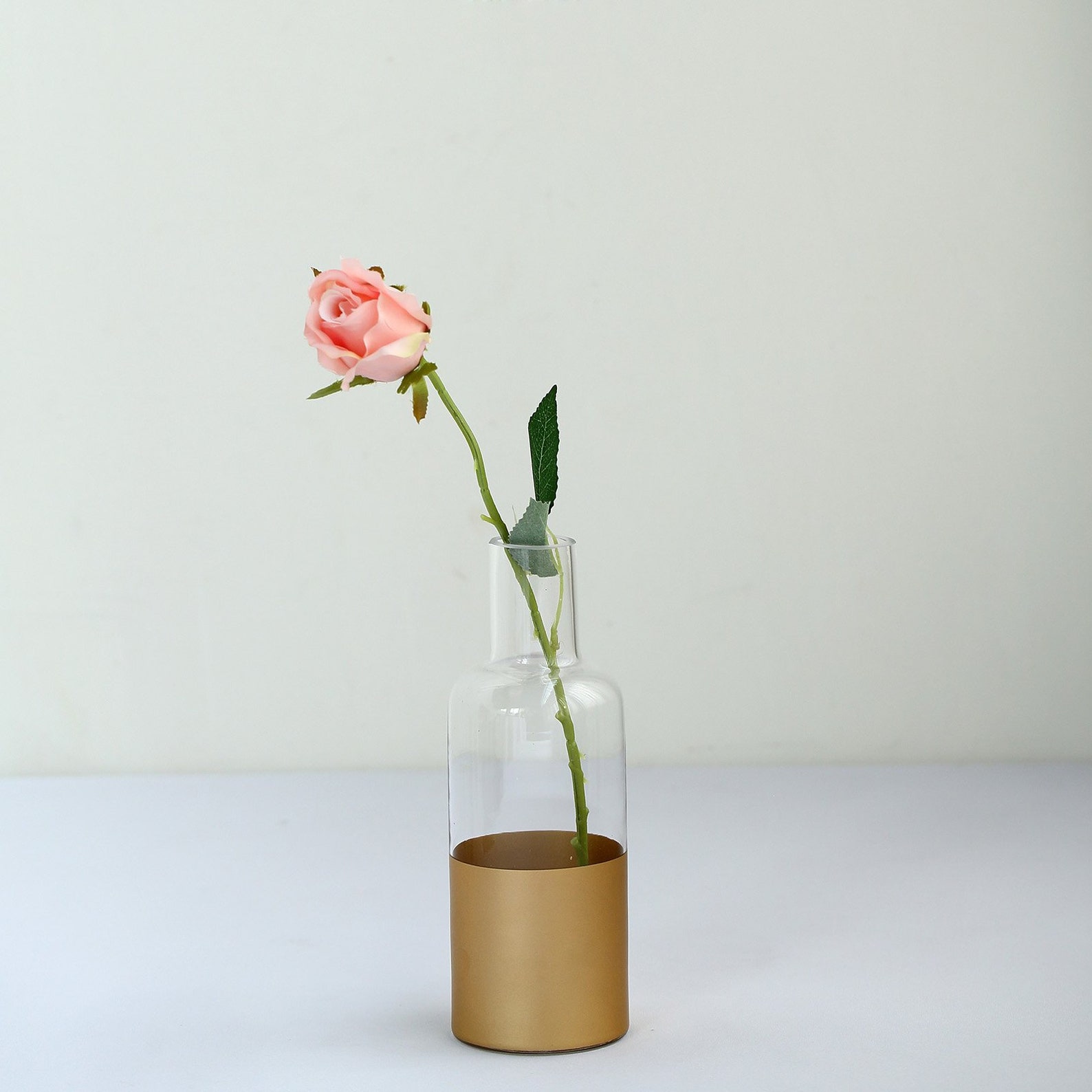 10 Clear Glass Vase Flower Vase Gold Dipped Glass Etsy