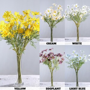 20inch White Artificial Daisy Flower Bushes, Flower Crown, Halo, Wildflowers, Hair Accessory, Silk Wedding Flowers, - 6 Bushes