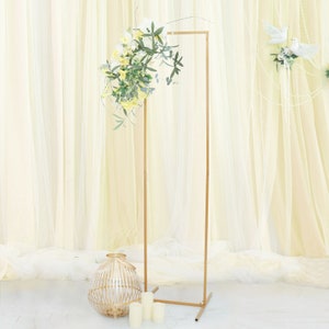 5.5ft Gold Metal Frame Wedding Arch, Rectangular Backdrop Stand, Floral Display Frame