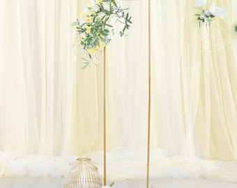 5.5ft Gold Metal Frame Wedding Arch, Rectangular Backdrop Stand, Floral Display Frame